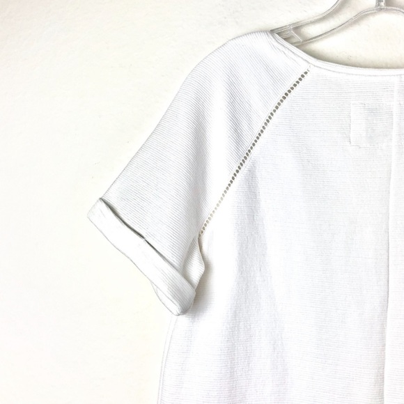 Anthropologie - Saturday Sunday Lace Trimmed White Short Sleeve Top - Picture 4 of 8